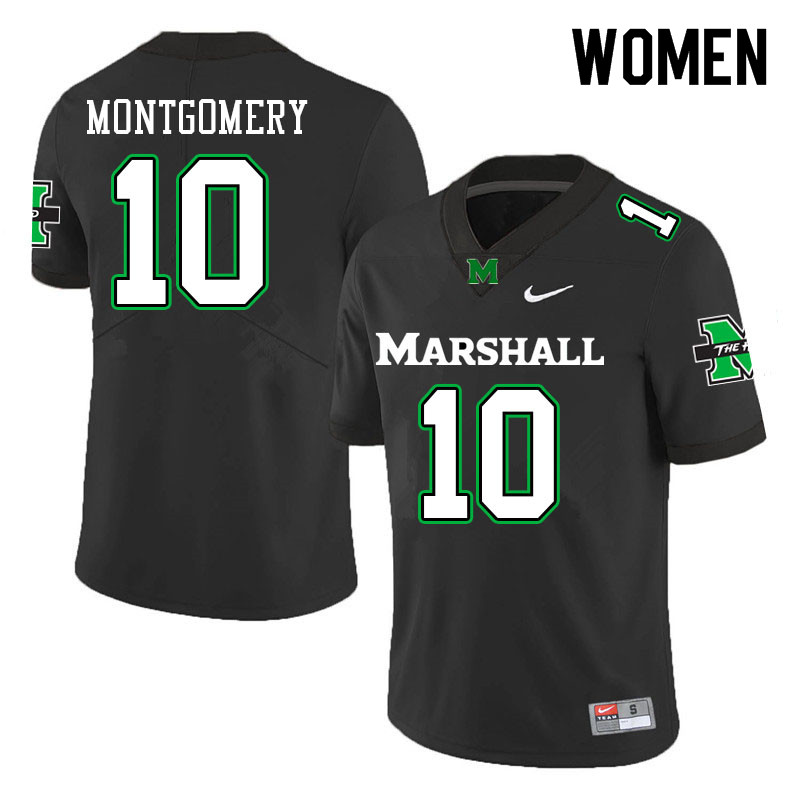 Women #10 Charles Montgomery Marshall Thundering Herd College Football Jerseys Sale-Black